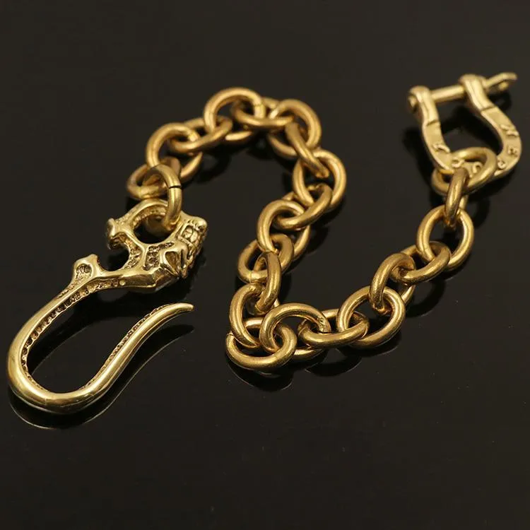 Badass Gold Mens Brass Wallet Chain Pants Chain Dragon Biker Wallet CHain For Men