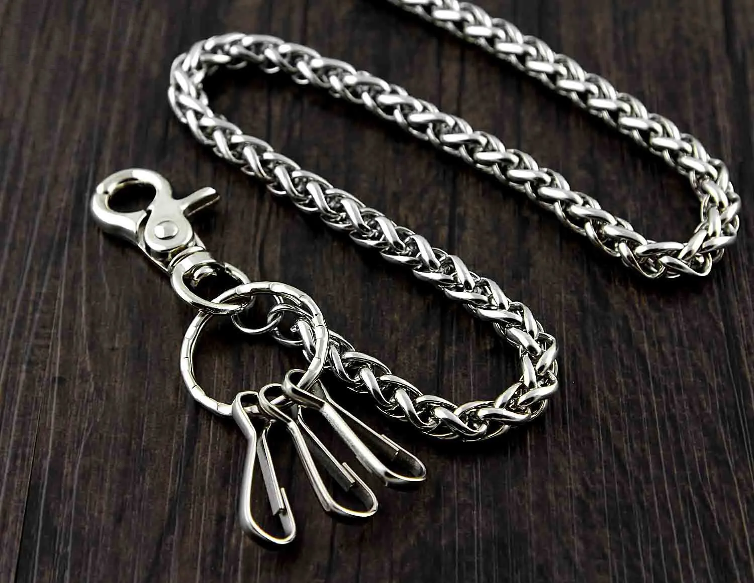 BADASS SILVER STAINLESS STEEL MENS KEY BIKER WALLET CHAIN CHAIN PANTS CHAIN WALLET CHAIN FOR MEN