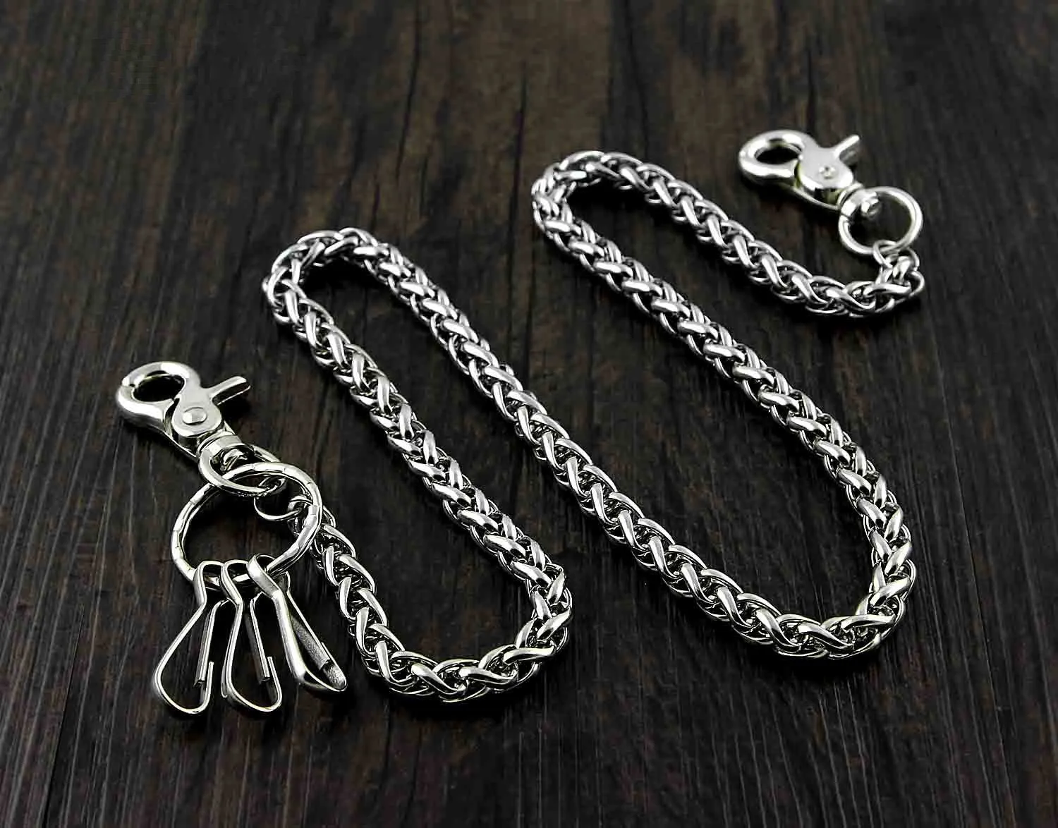 BADASS SILVER STAINLESS STEEL MENS KEY BIKER WALLET CHAIN CHAIN PANTS CHAIN WALLET CHAIN FOR MEN