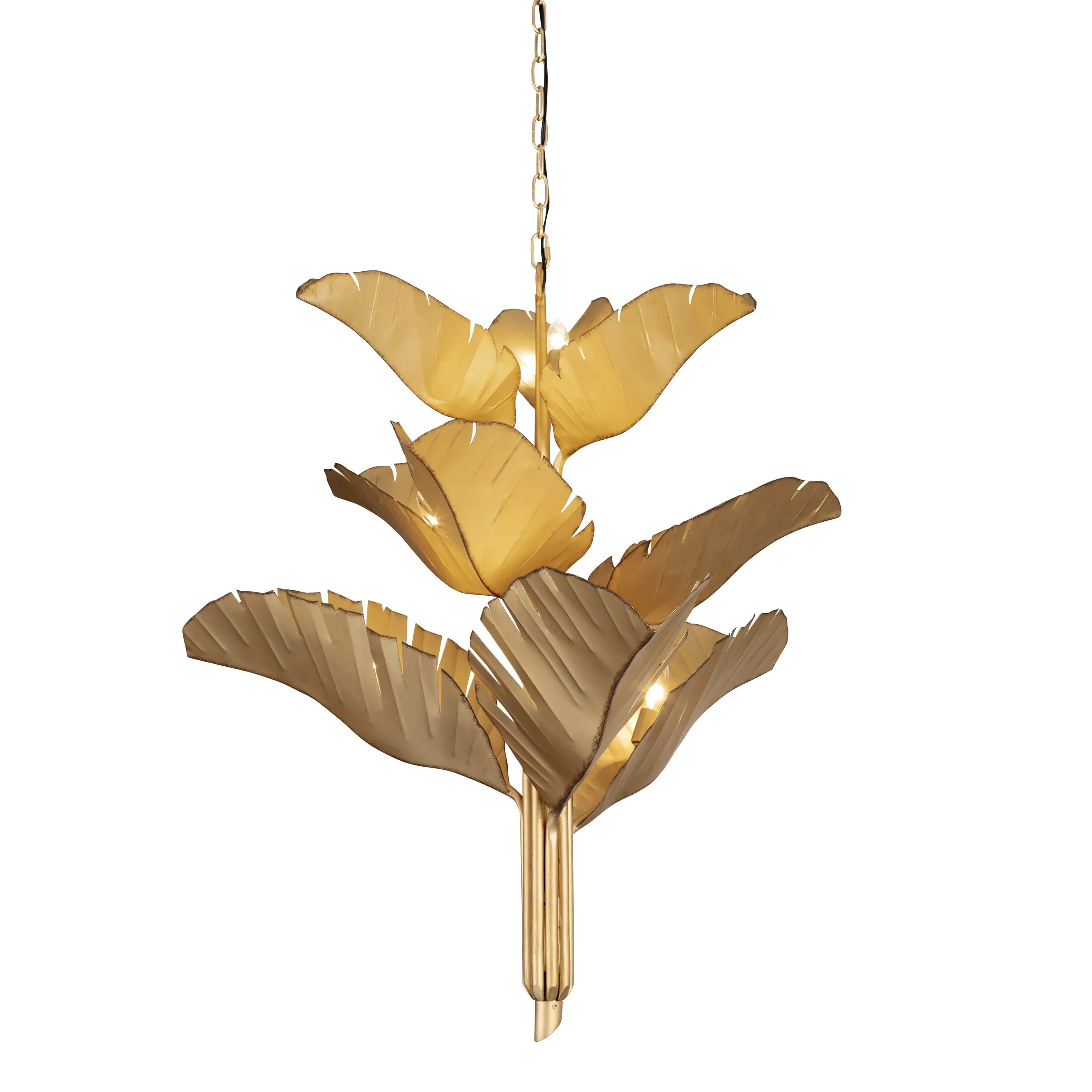 Banana Leaf 901C09GO 9-Light Chandelier - Gold