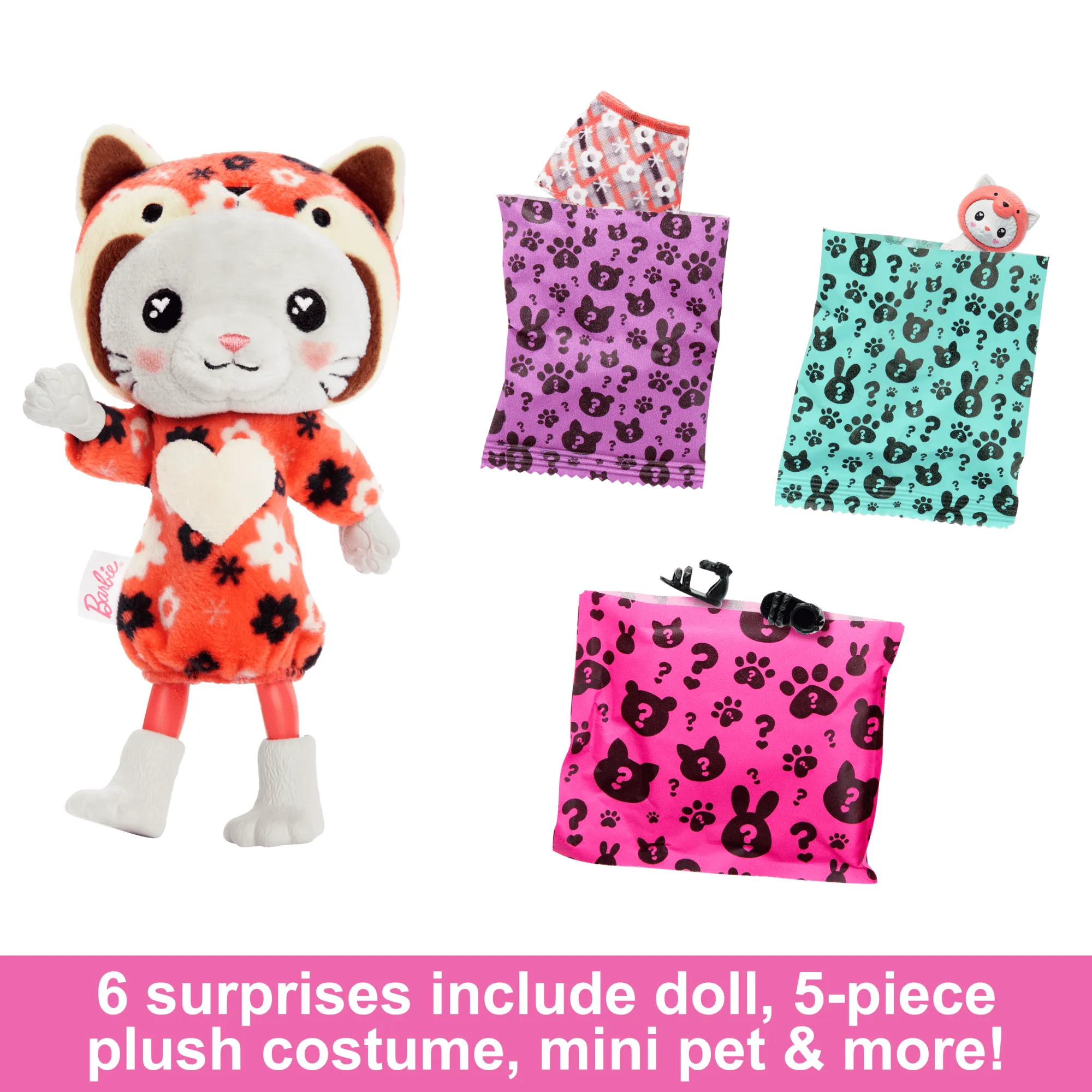 Barbie Cutie Reveal Costume-Themed Series Chelsea Small Doll & Accessories, Kitten As Red Panda