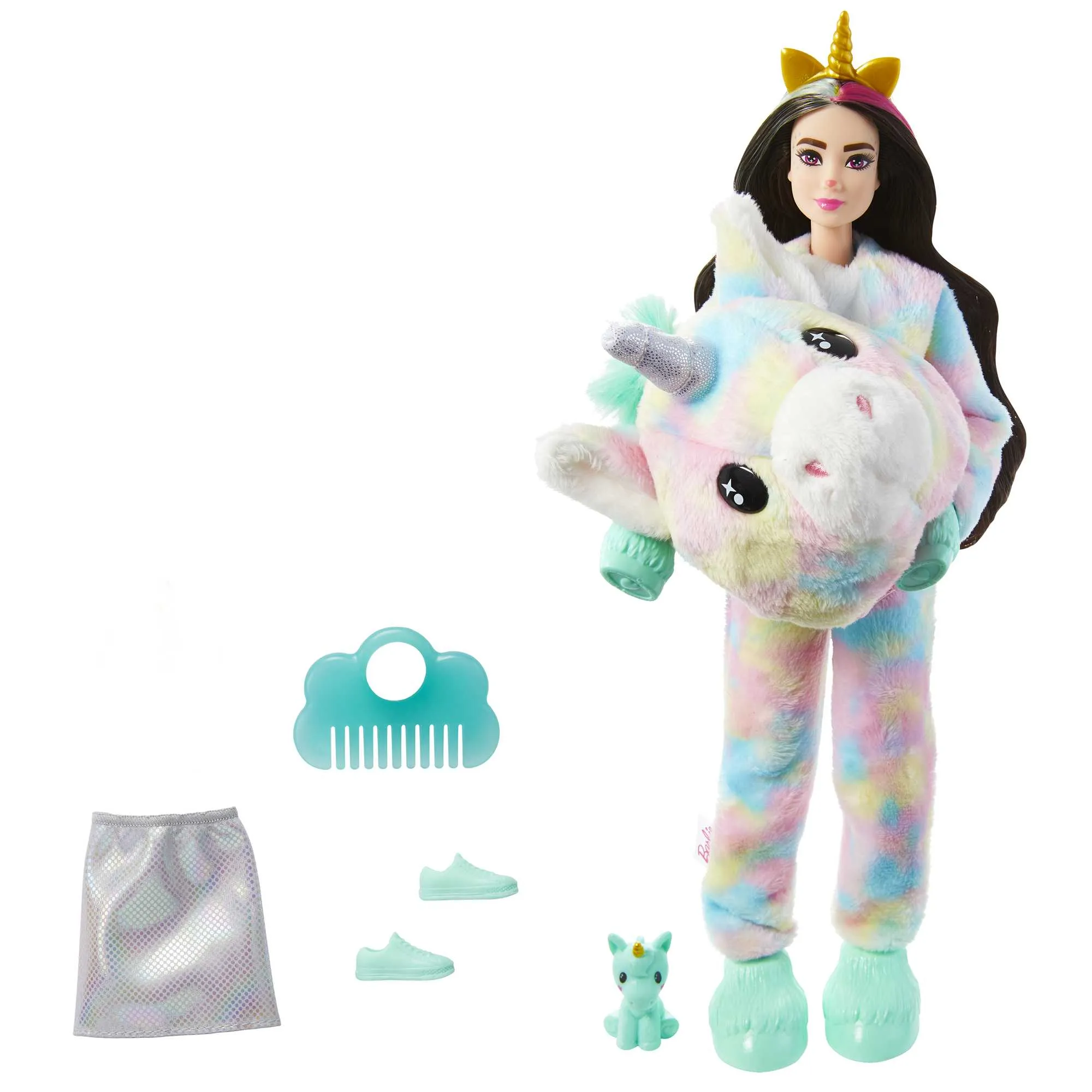 Barbie Doll Cutie Reveal Unicorn Plush Costume Doll With Pet, Color Change