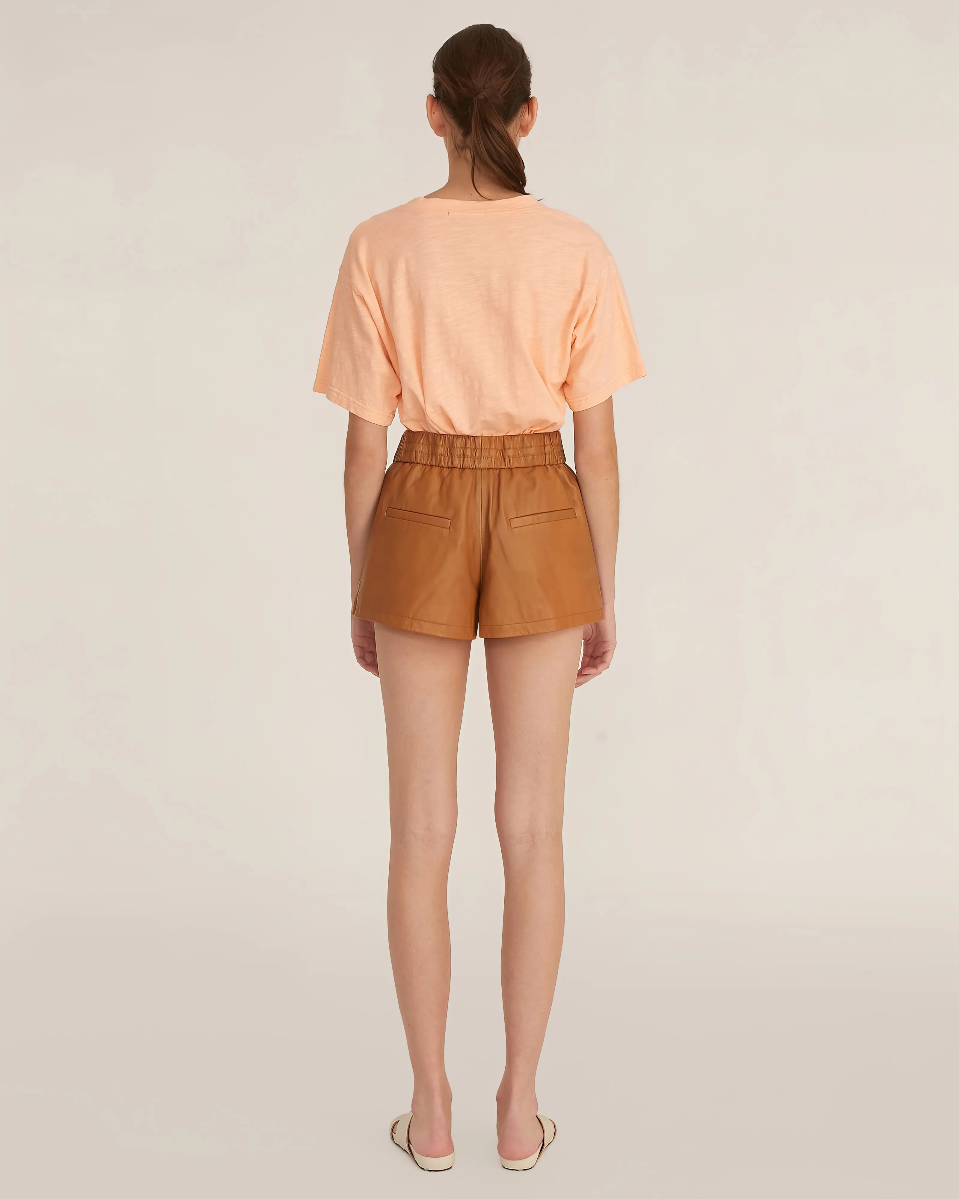 Baxter Leather Boxer Short in Almond