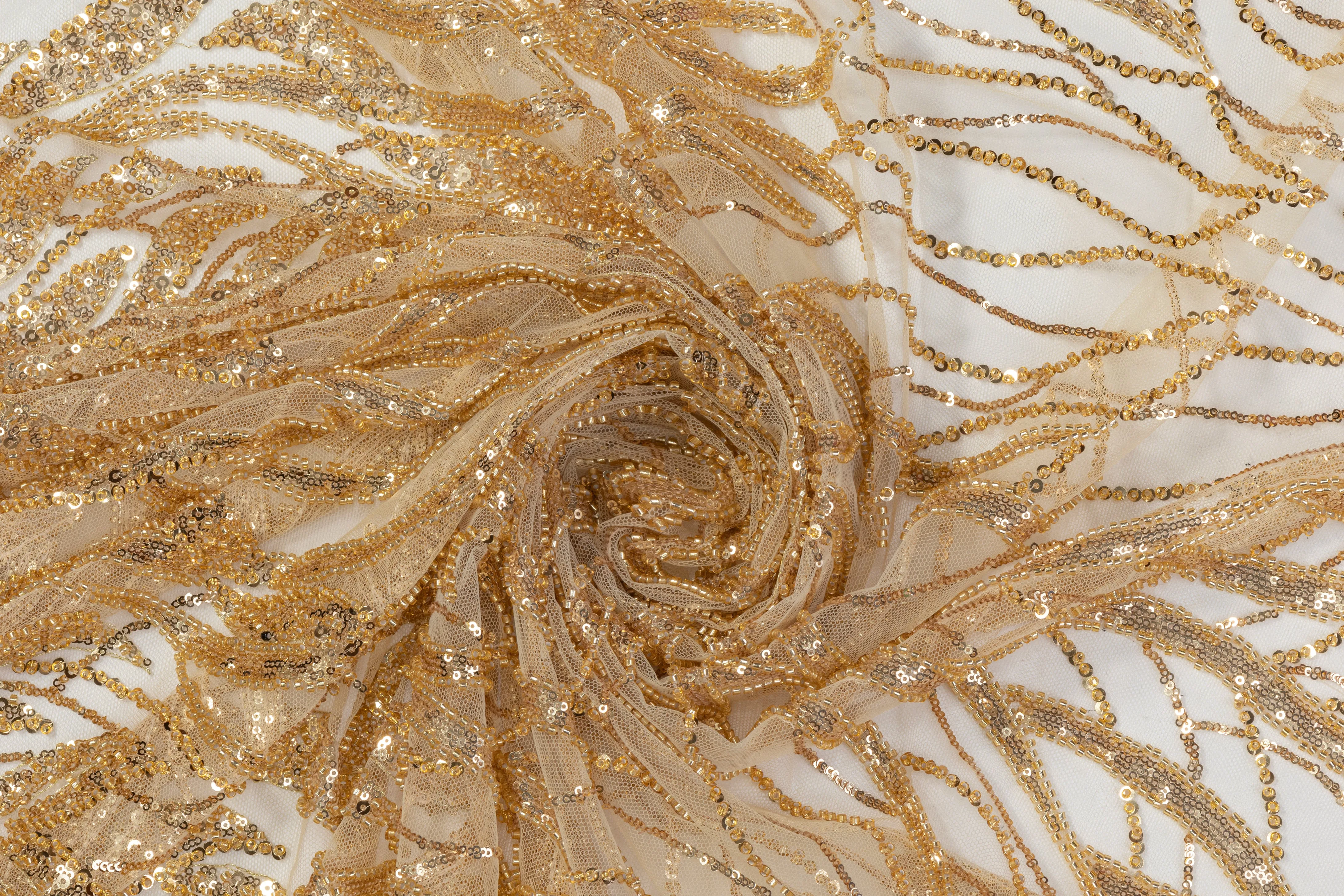 Beaded and Sequined Tulle - Gold