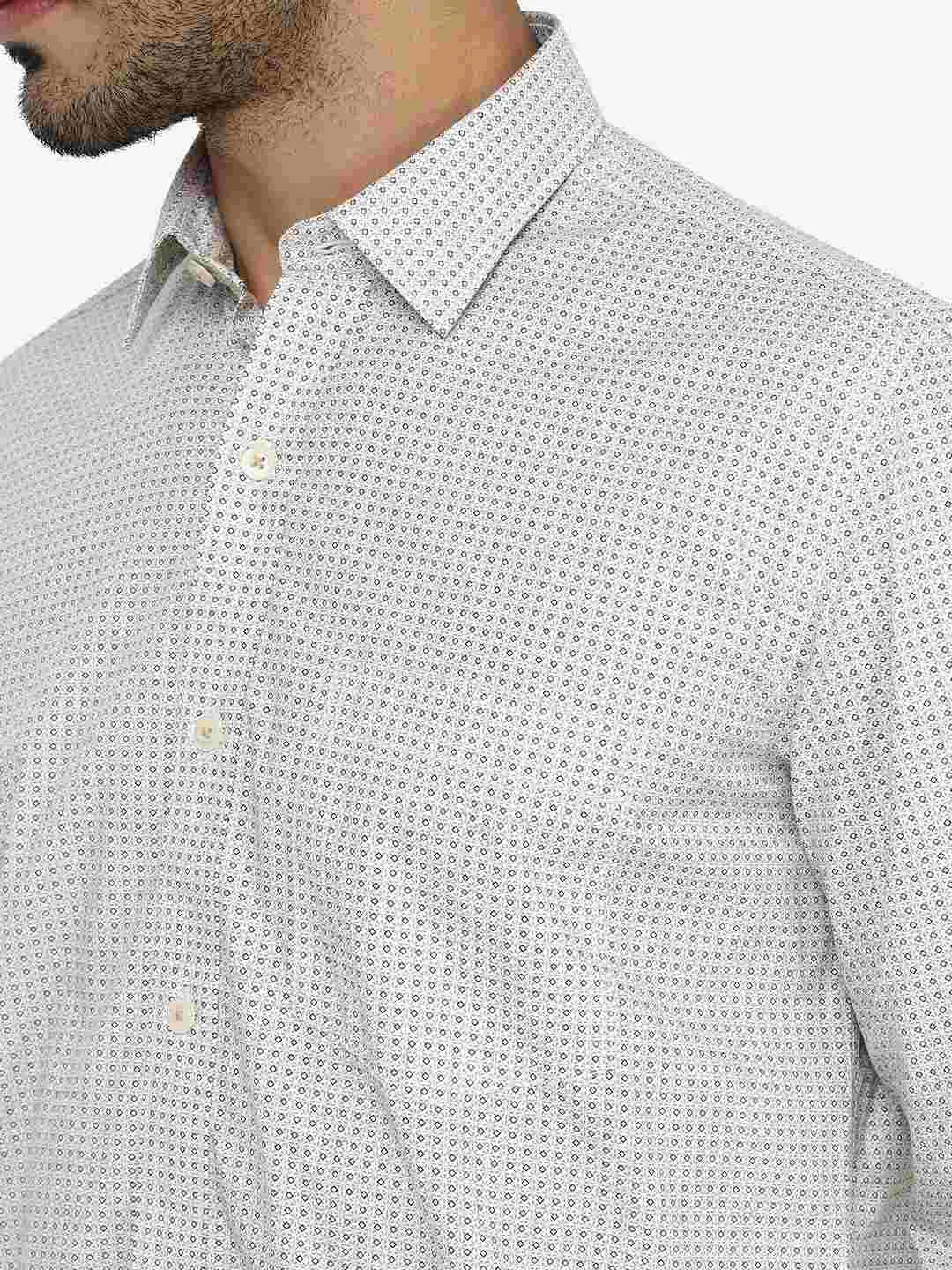 Beige Printed Slim Fit Semi Casual Shirt | JadeBlue