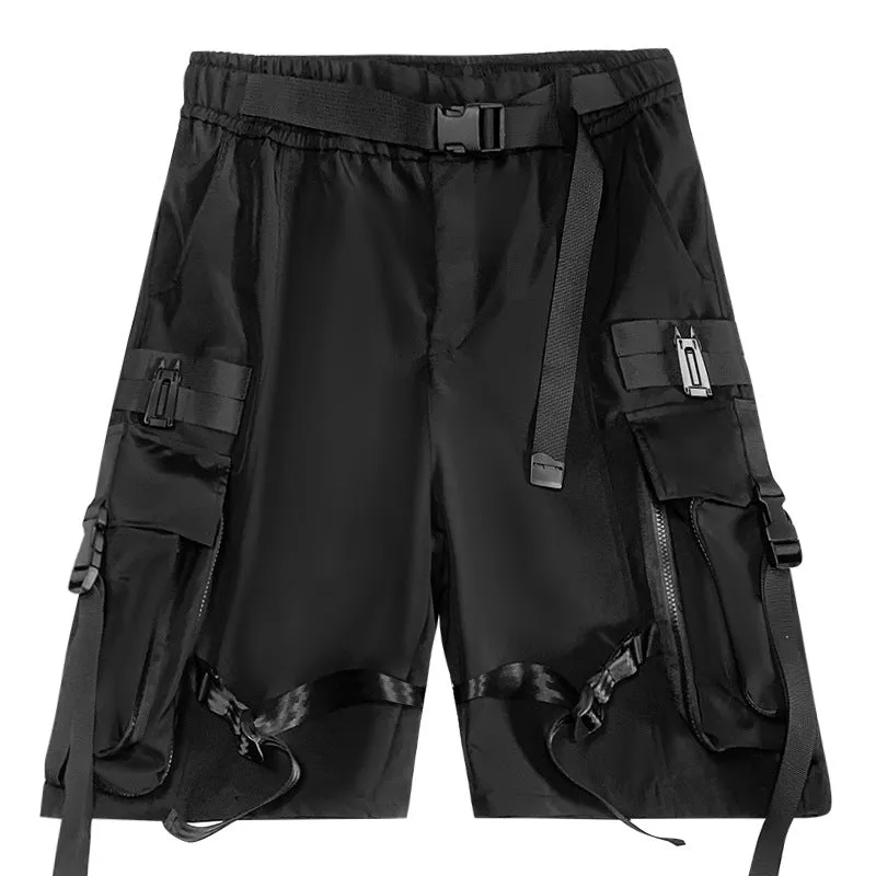 Big Pocket Loose Black Casual Shorts