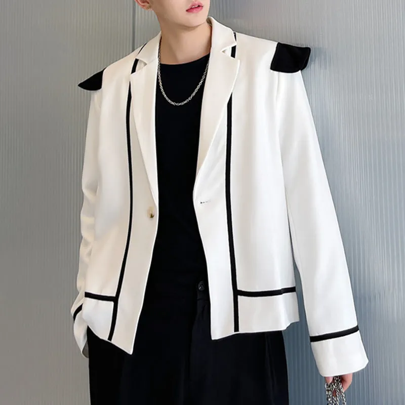 Black and White Contrast Casual Loose Short Jacket