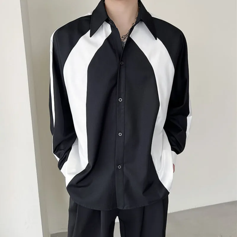 Black and White Contrast Long Sleeve Shirt