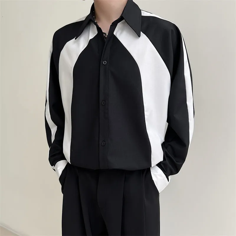 Black and White Contrast Long Sleeve Shirt