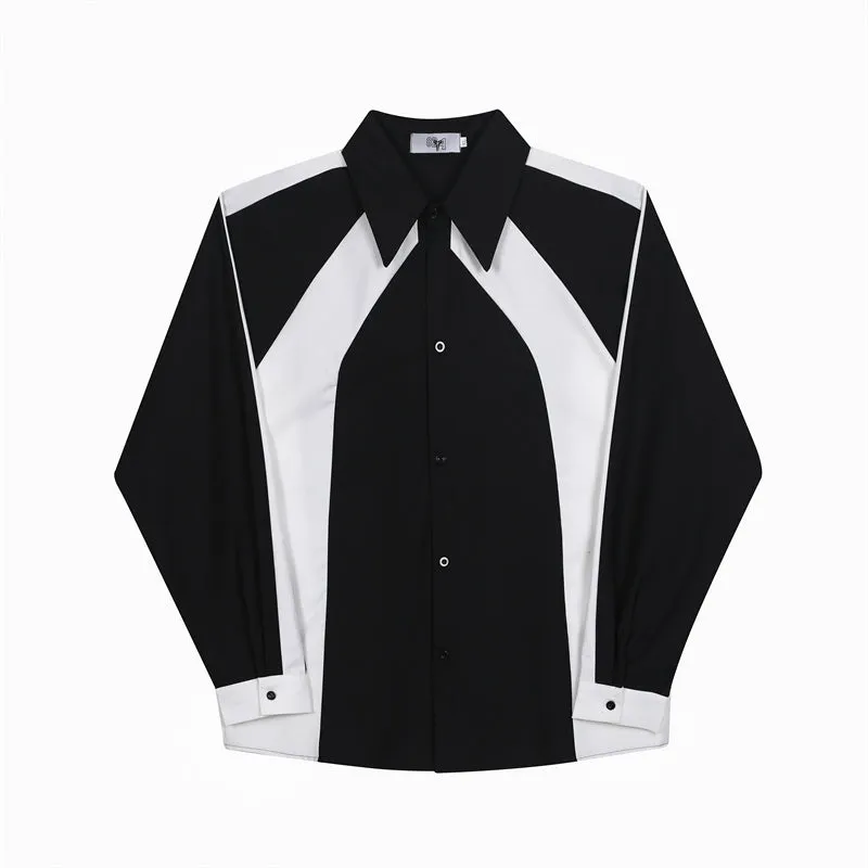 Black and White Contrast Long Sleeve Shirt