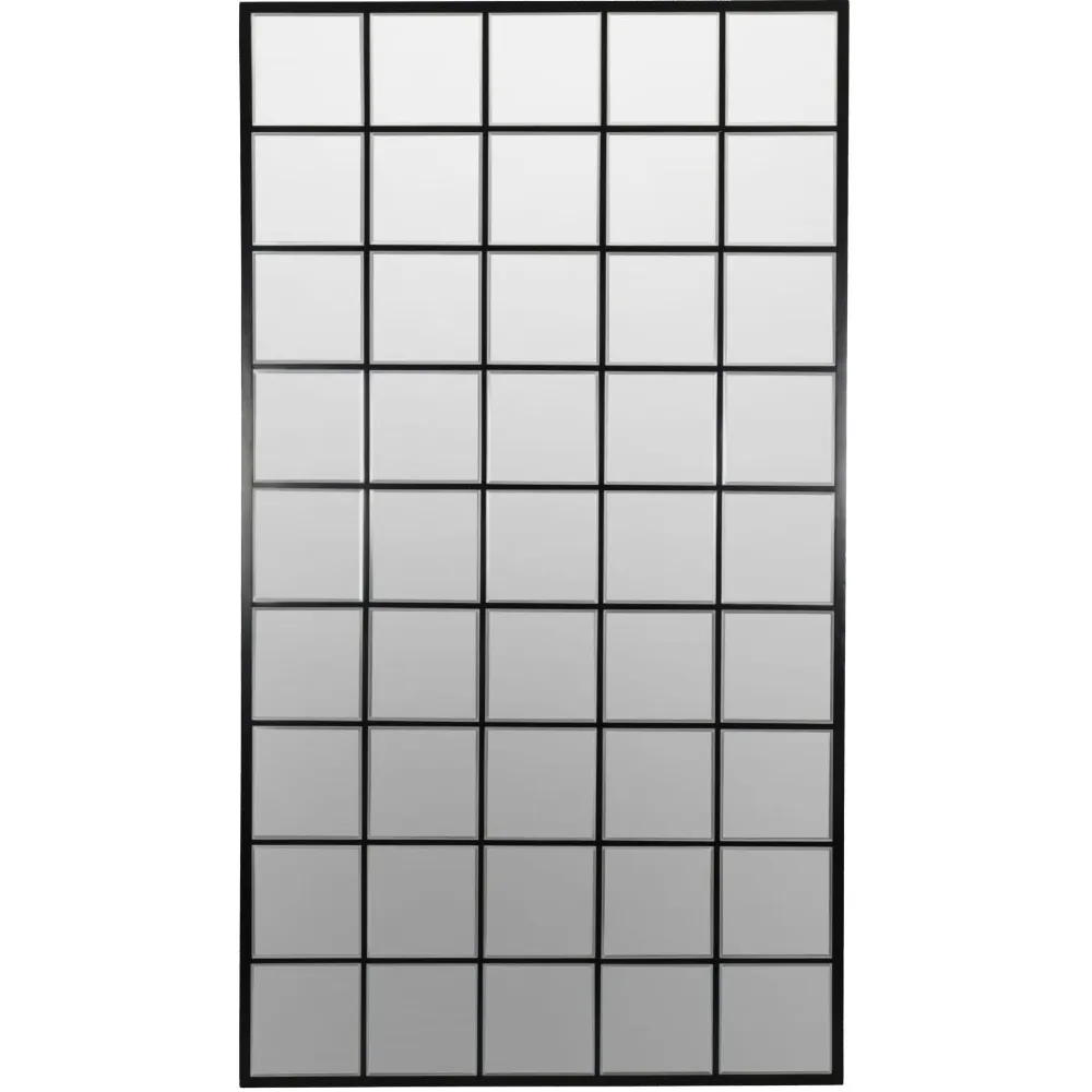 Black Large Floor Standing Window Pane Mirror - 180cm