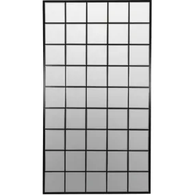 Black Large Floor Standing Window Pane Mirror - 180cm