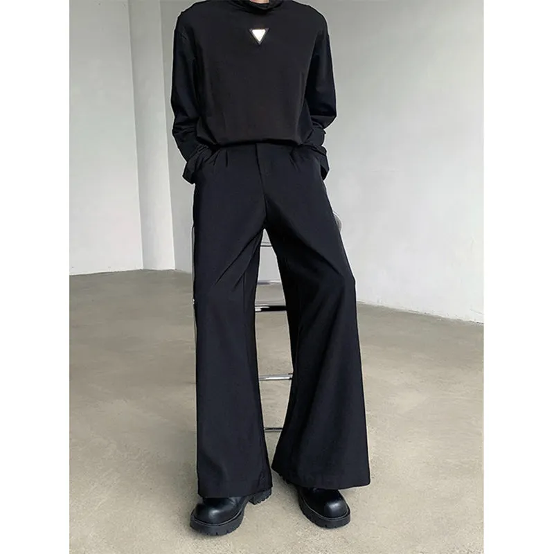 Black Waist-hugging Drape Suit Pants