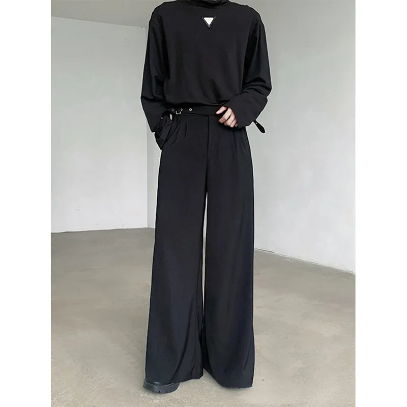 Black Waist-hugging Drape Suit Pants