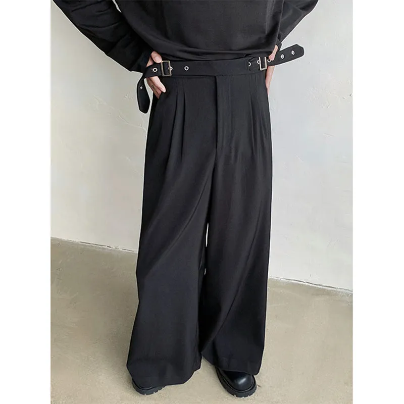 Black Waist-hugging Drape Suit Pants