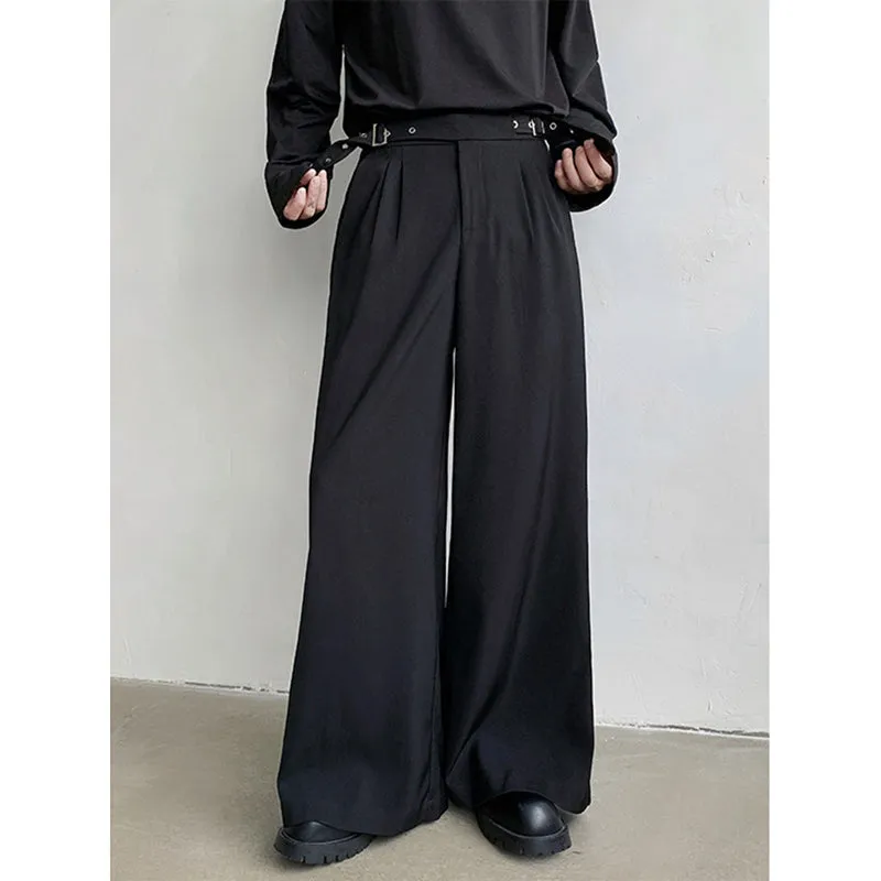 Black Waist-hugging Drape Suit Pants