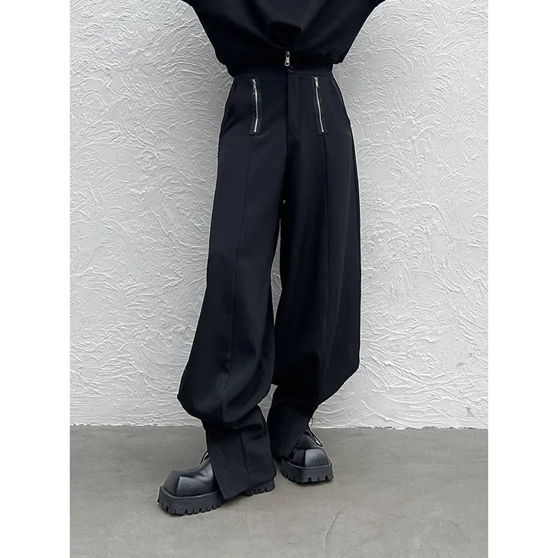 Black Zip-up Cuffed Bloomers Trousers