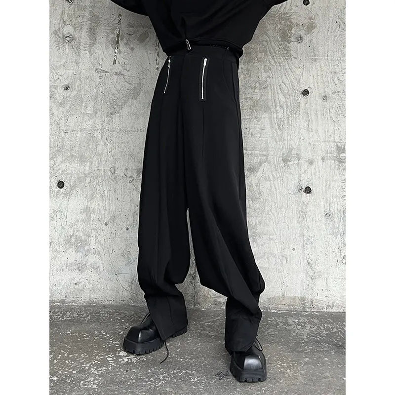 Black Zip-up Cuffed Bloomers Trousers