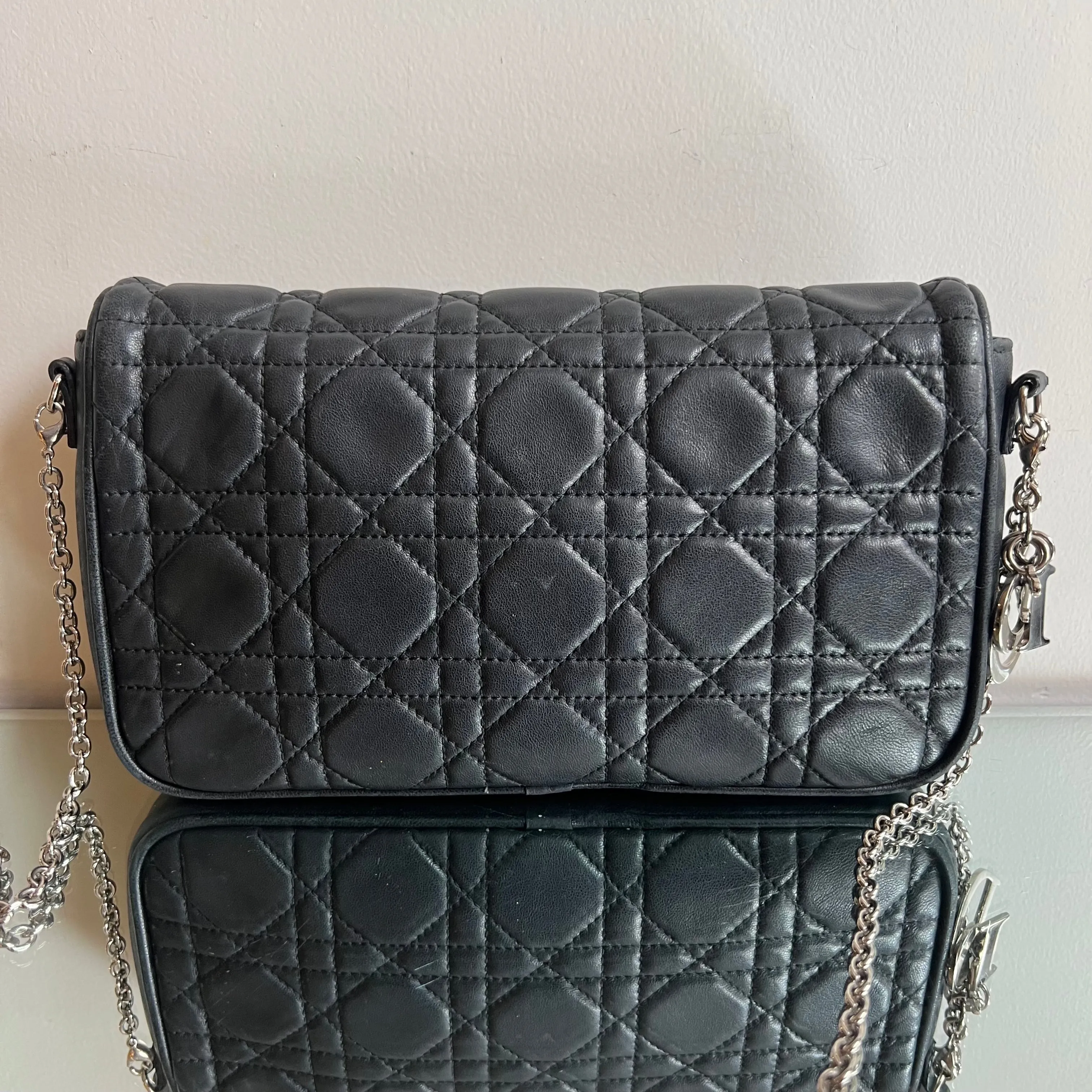 Bolsa Christian Dior Preta Ferragem Prata