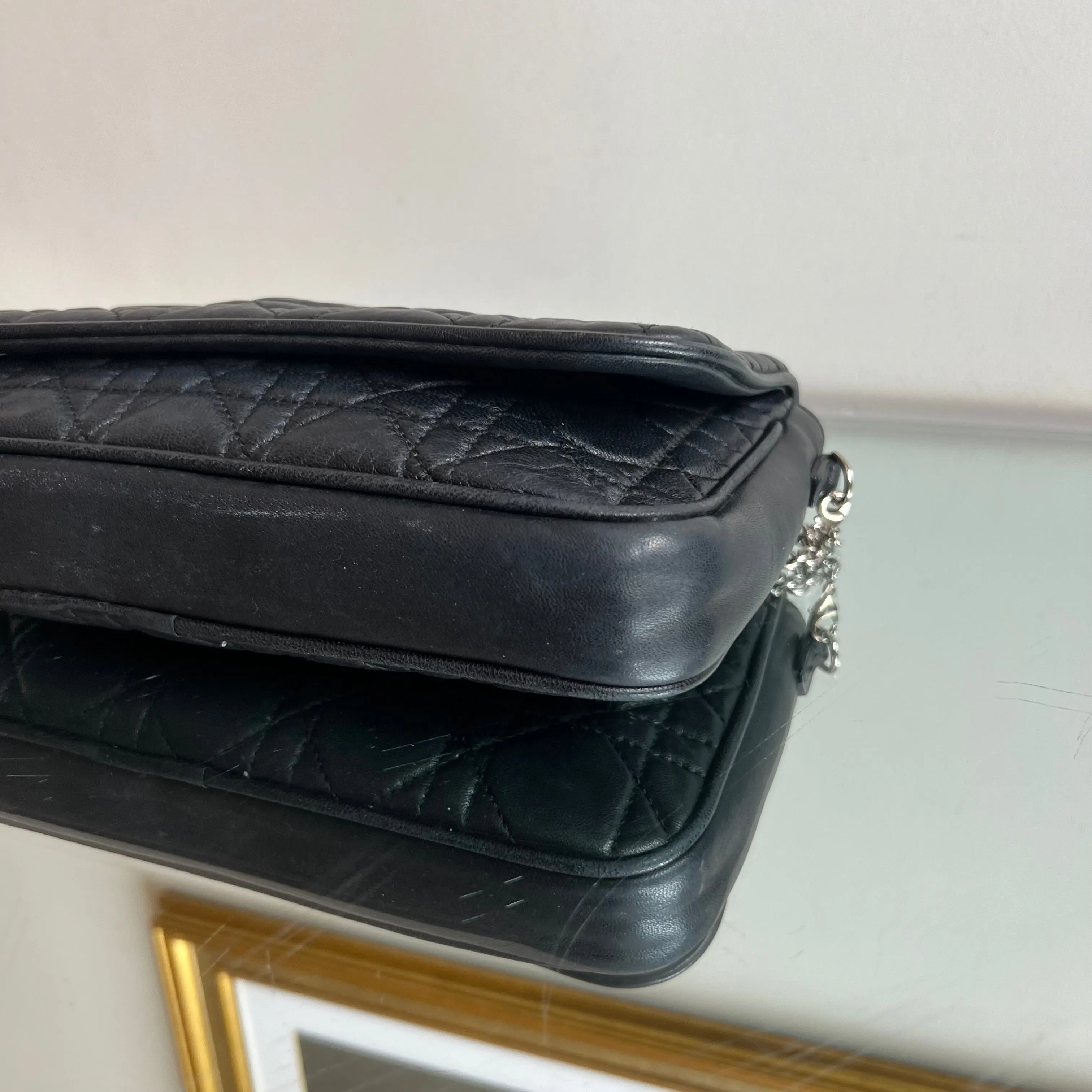 Bolsa Christian Dior Preta Ferragem Prata