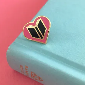 Book Lover enamel pin - book heart pin