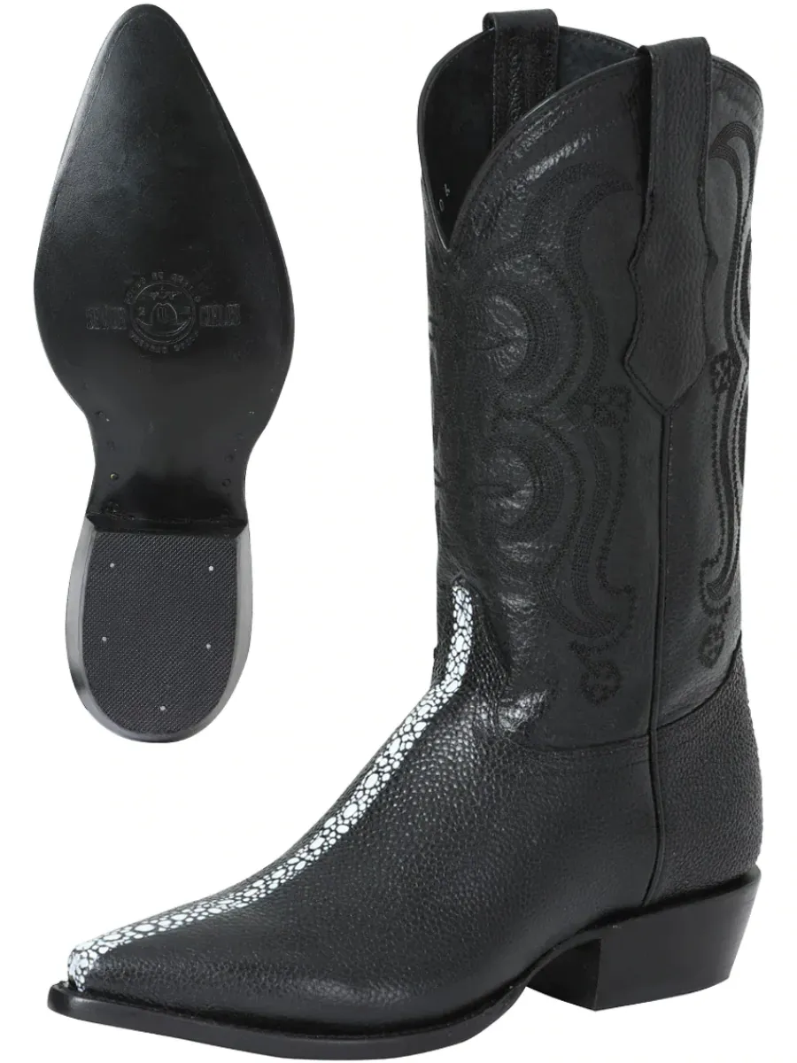 Botas Vaqueras Imitacion de Mantarraya P/C Grabado en Piel Vacuno para Hombre 'El Señor de los Cielos' - ID: 41528