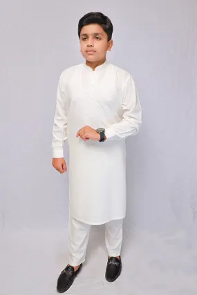 Boy Embroidered Kameez Shalwar White