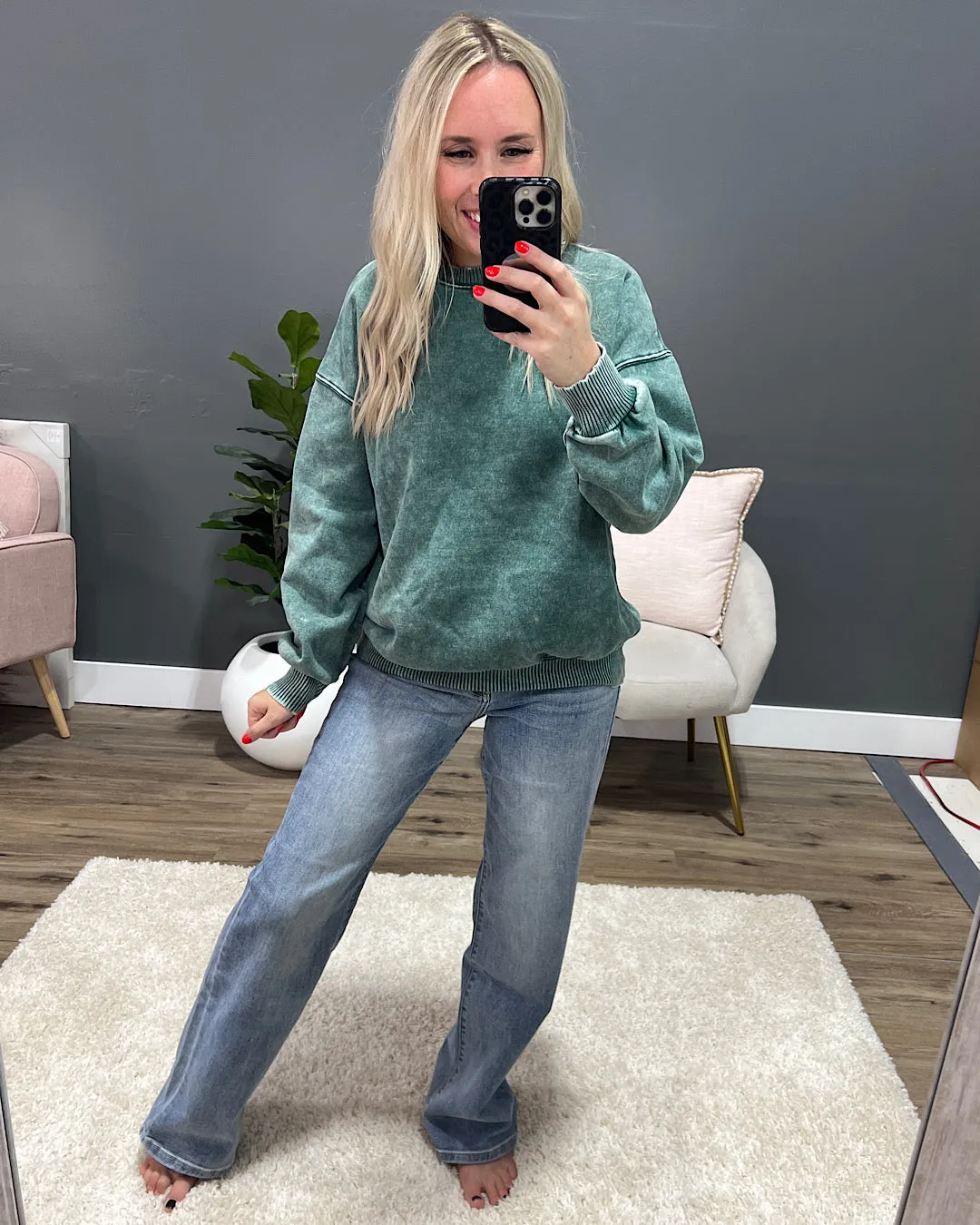 Boyfriend Crewneck Sweatshirt - Dark Green