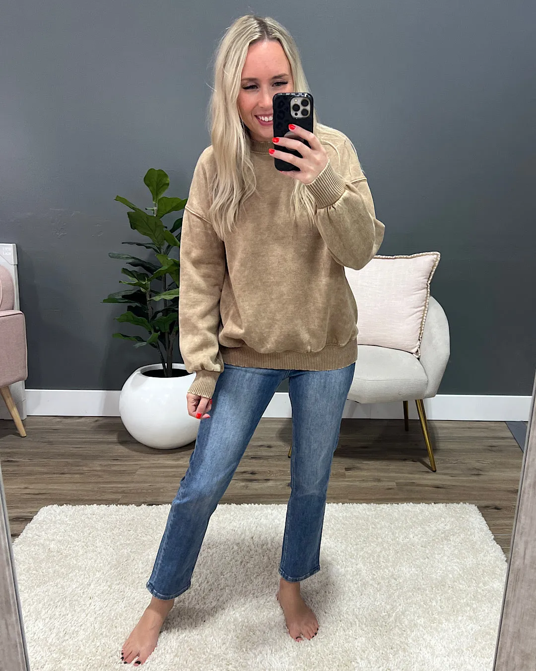 Boyfriend Crewneck Sweatshirt - Deep Camel