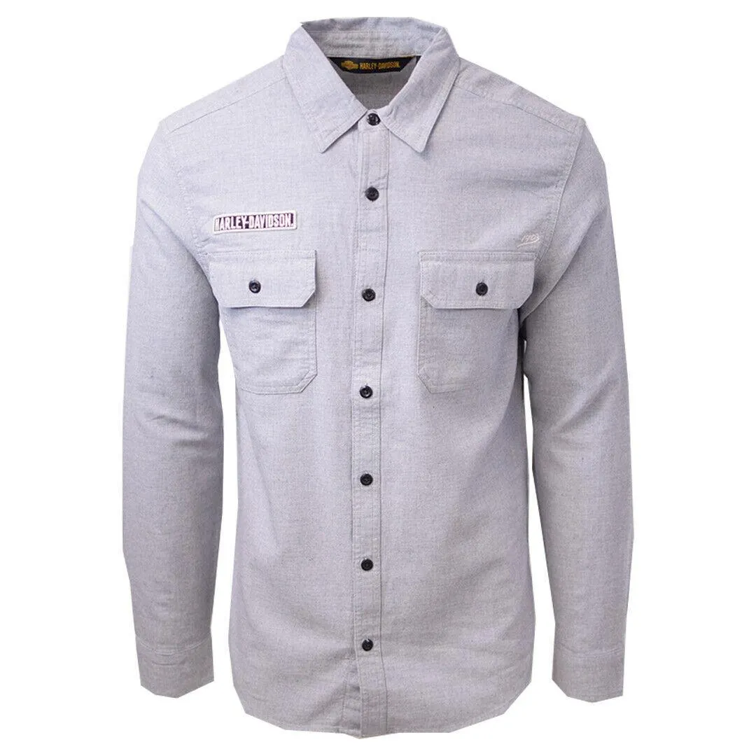 Branded  Men's Slim Fit Light Grey L/S Woven 150