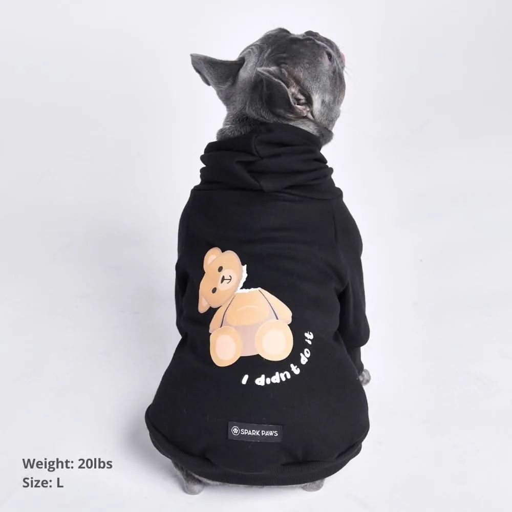 Broken Teddy Bear Dog Hoodie - Black