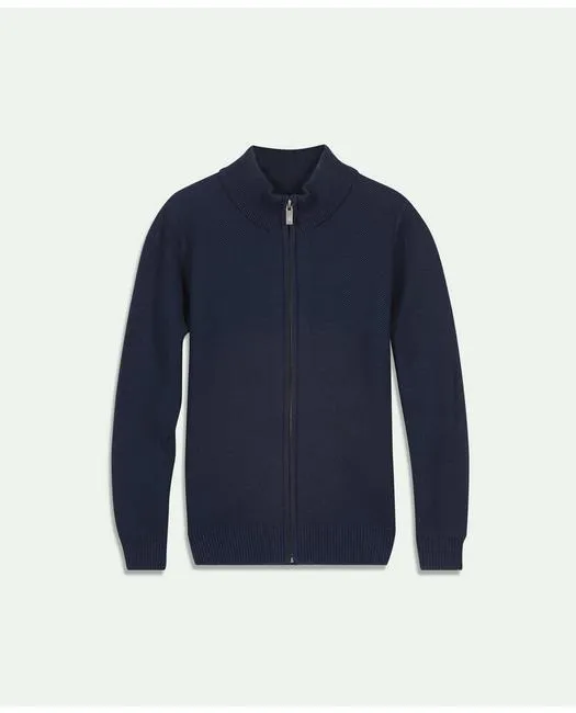 Brooks Brothers Boys Cotton Front-Zip Cardigan Navy