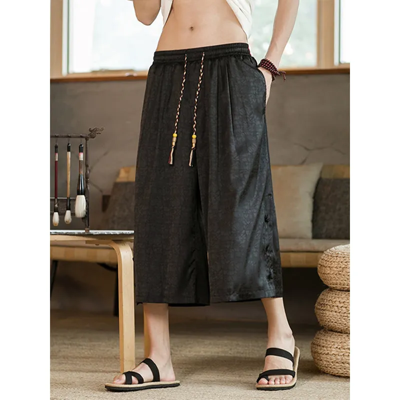 Button-down Loose Cropped Trousers