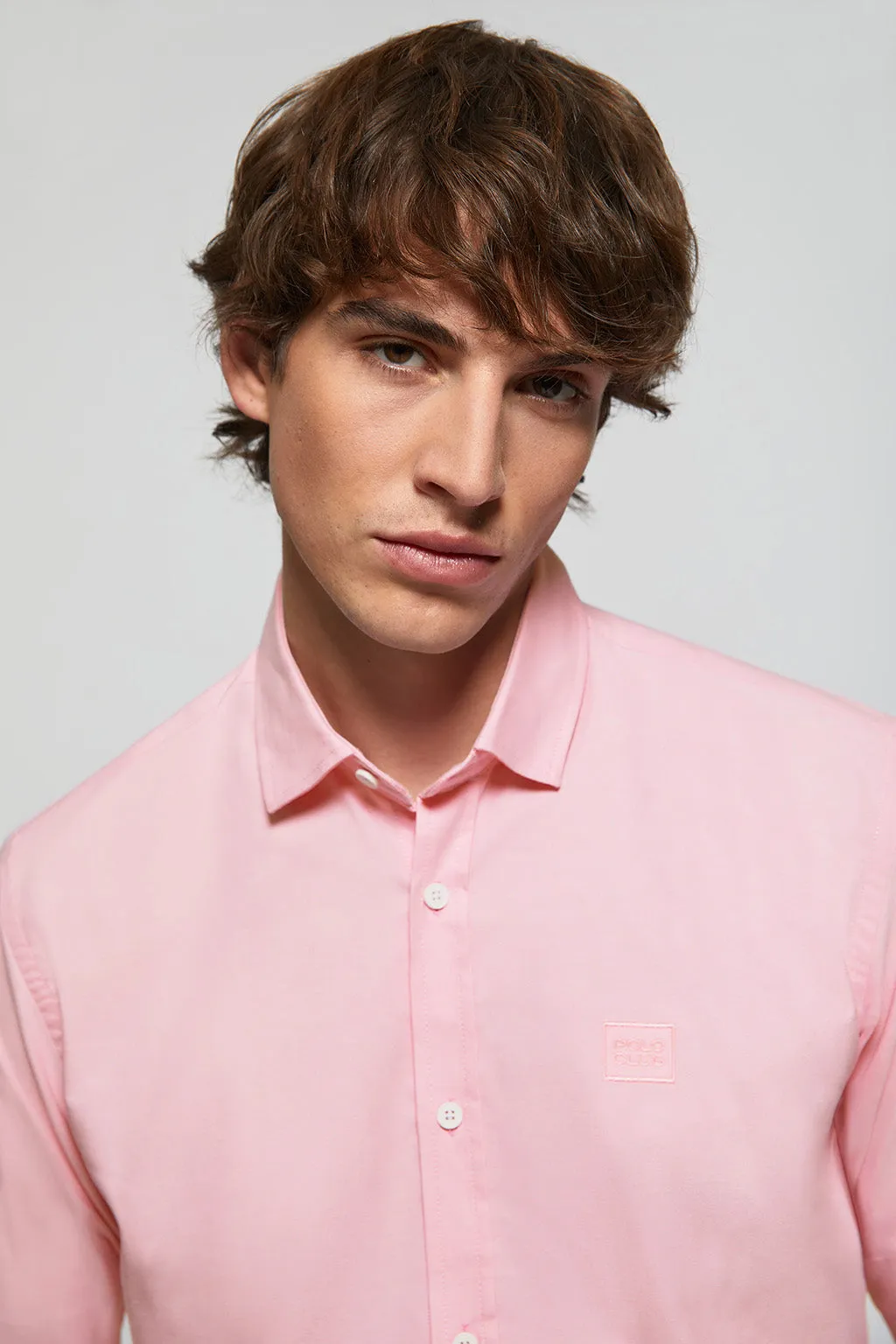 Camisa oxford rosa con detalle bordado Polo Club