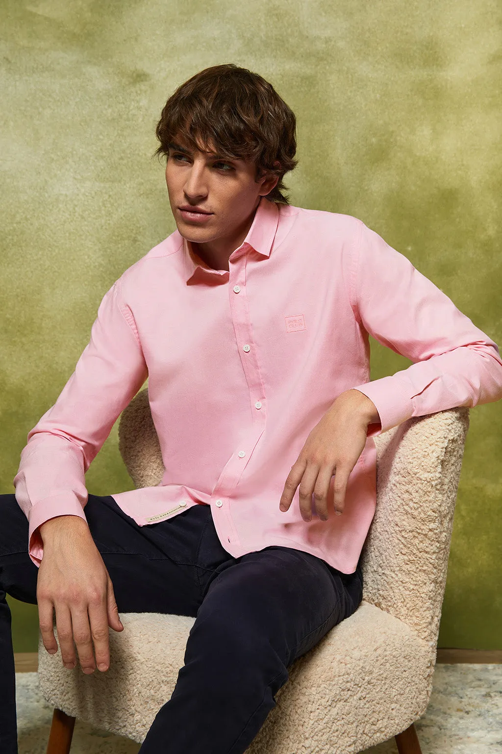 Camisa oxford rosa con detalle bordado Polo Club