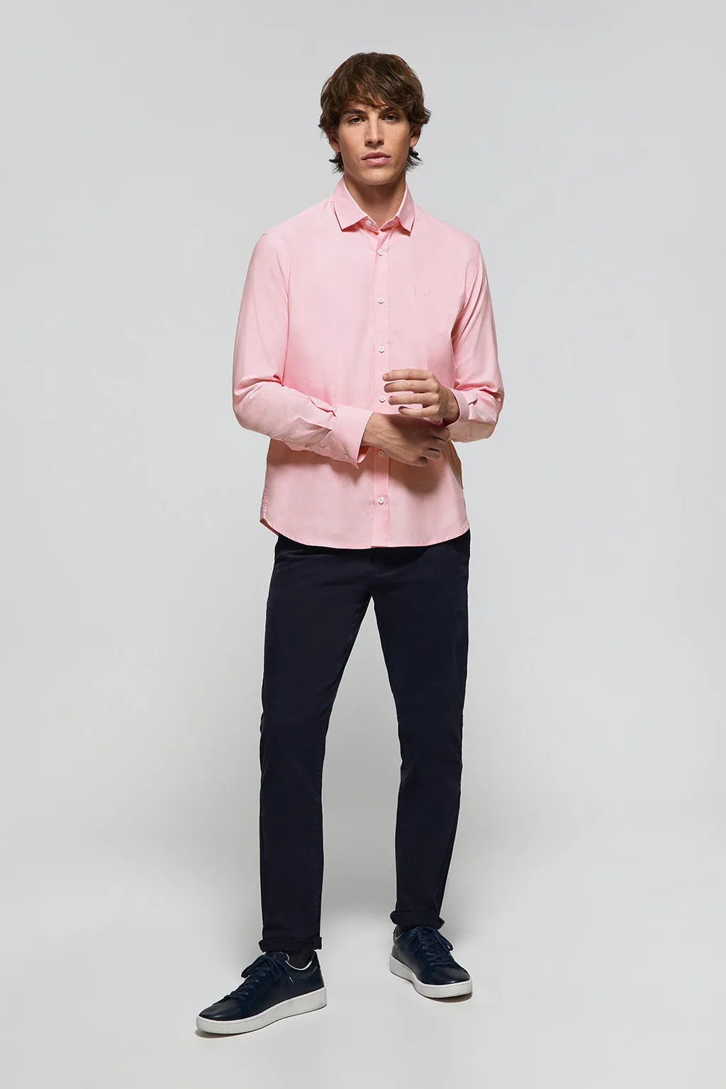 Camisa oxford rosa con detalle bordado Polo Club