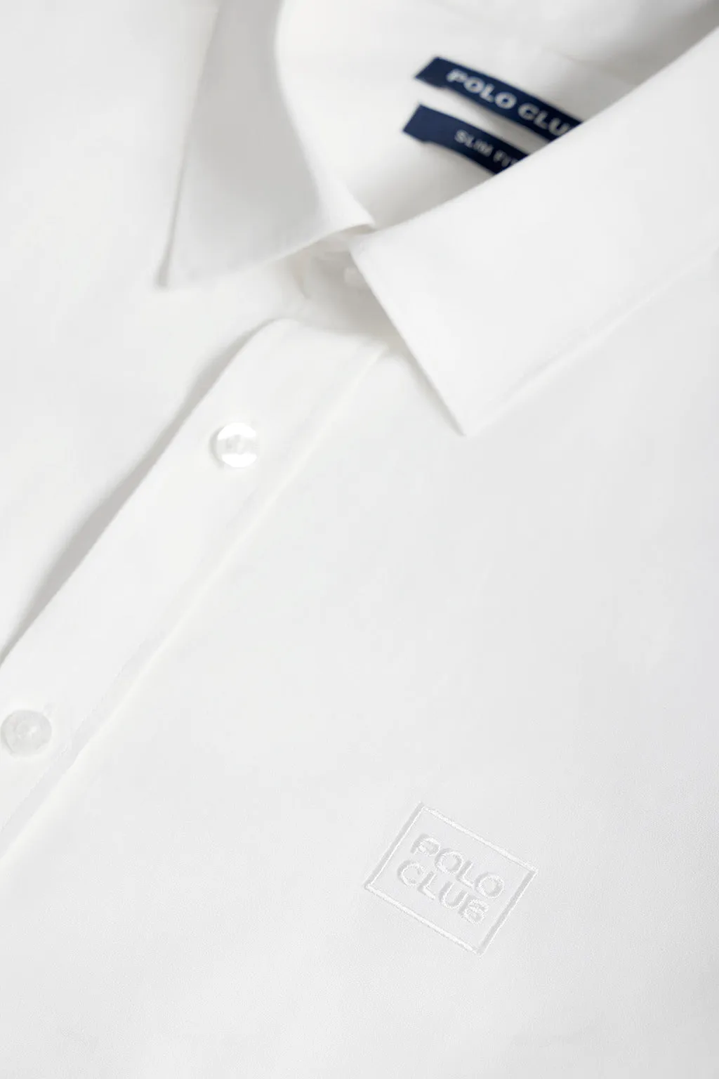 Camisa Slim de popelín blanco roto con logo Polo Club