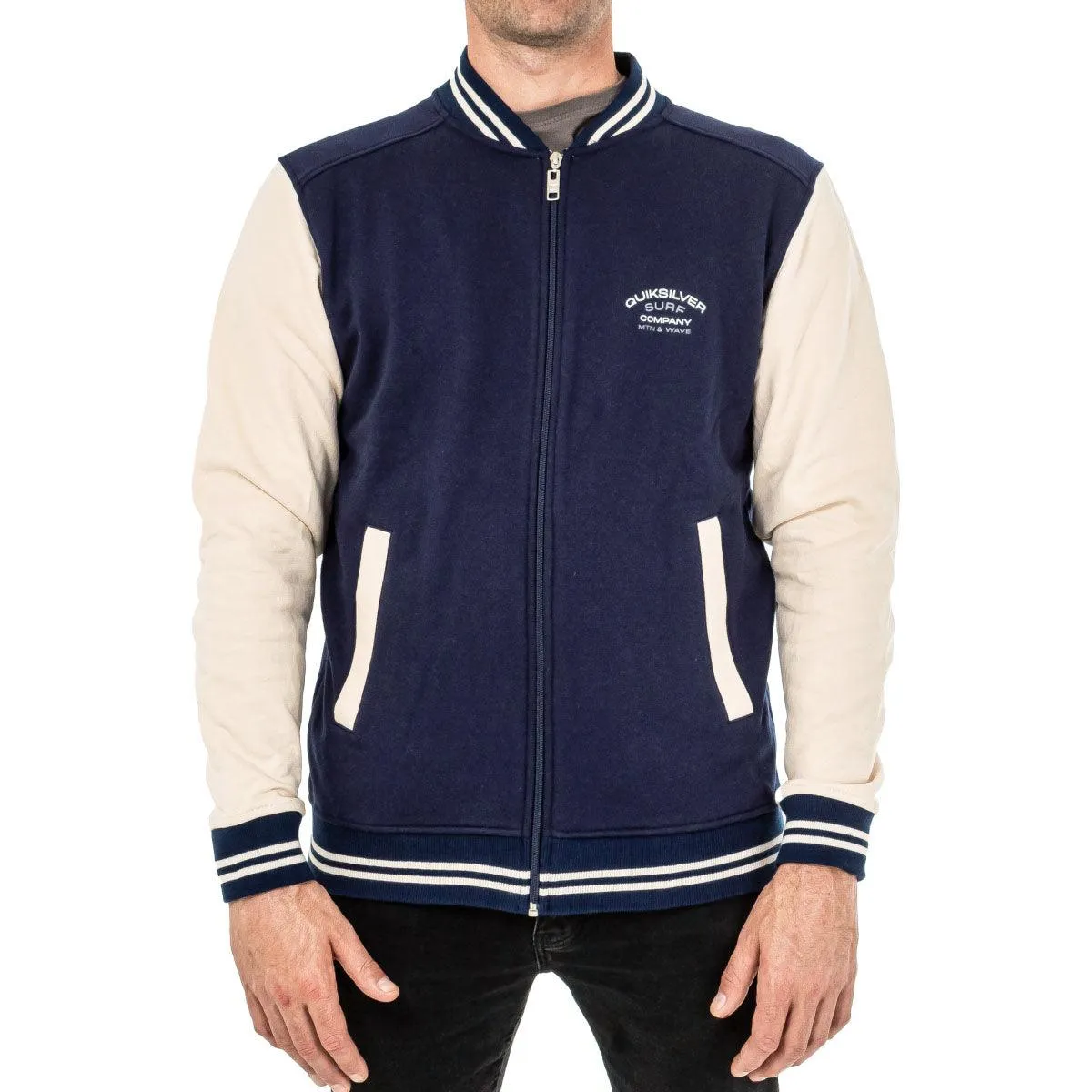 Campera Quiksilver Crew Fleece Bomber Azul Beige