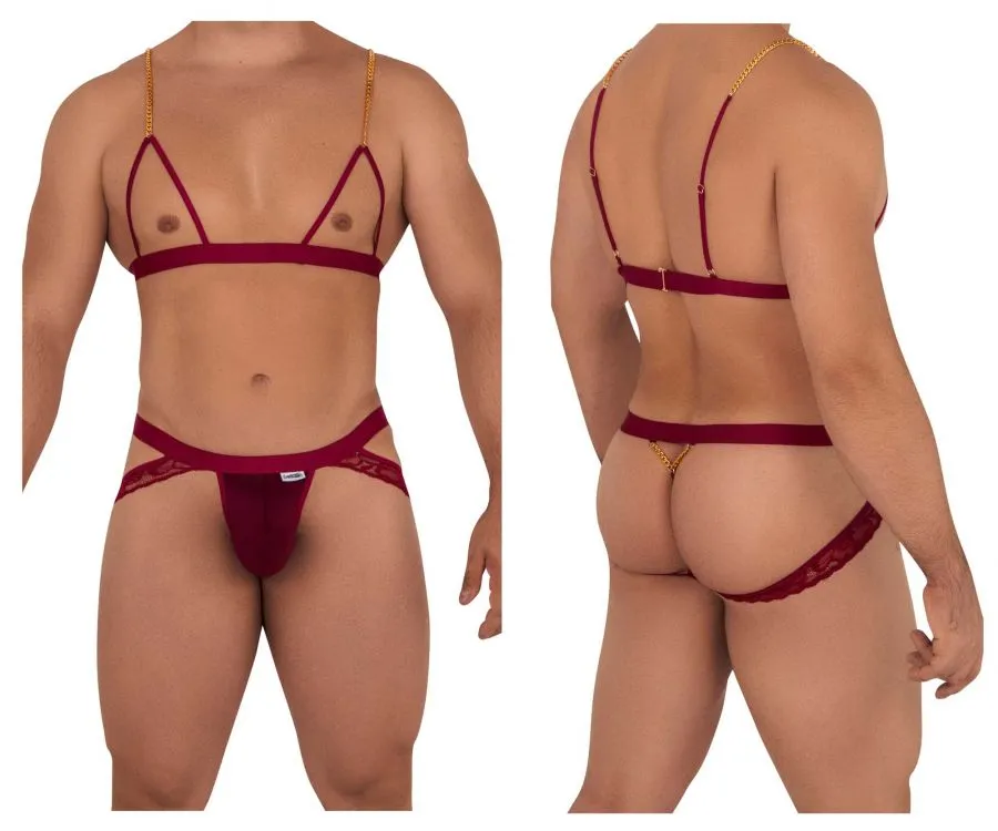 CandyMan 99582 Harness-Jockstrap Outfit Color Burgundy