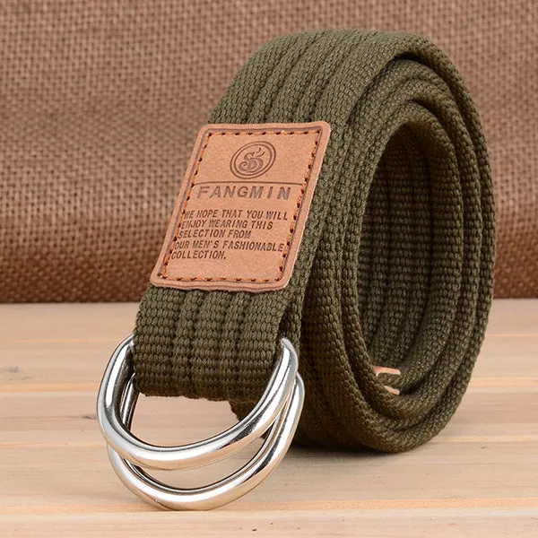 Casual Canvas Double Buckle Woven Belt