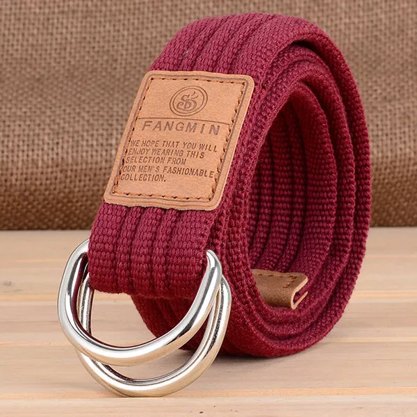 Casual Canvas Double Buckle Woven Belt