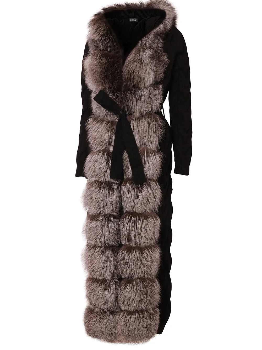 CAVO Fur-Trimmed Cashmere Cable-Knit Cardigan