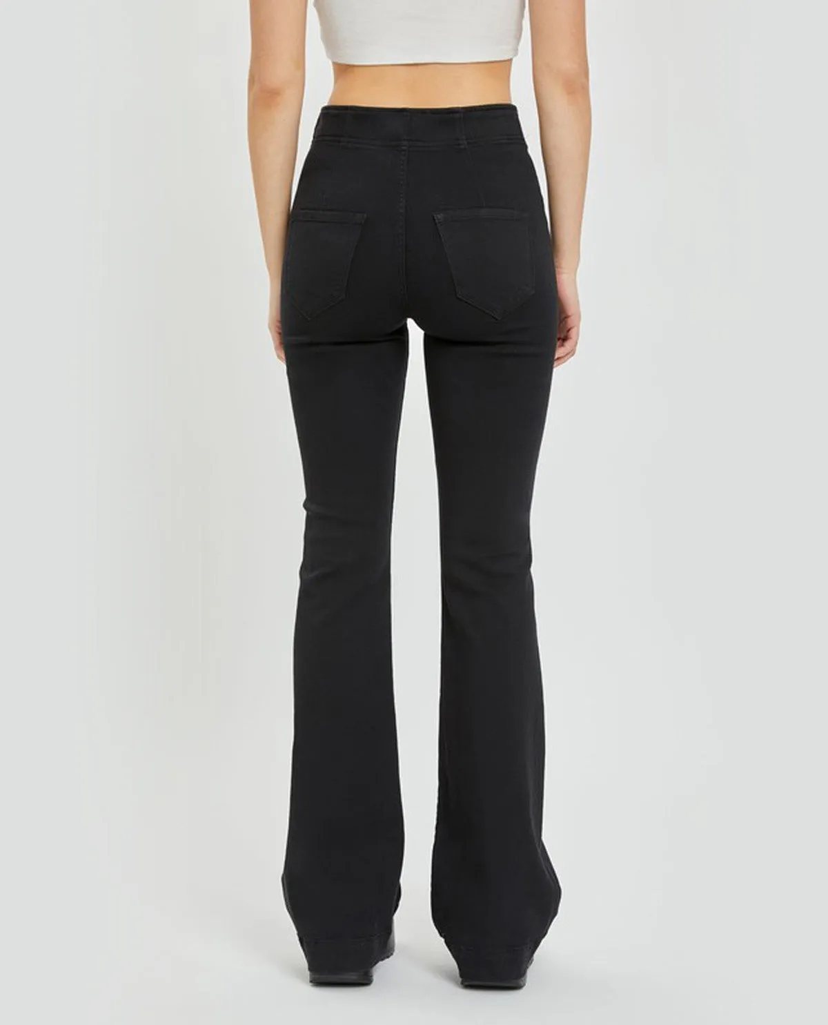 Cello Overlapped Waist Band Pull On Flare Jeans