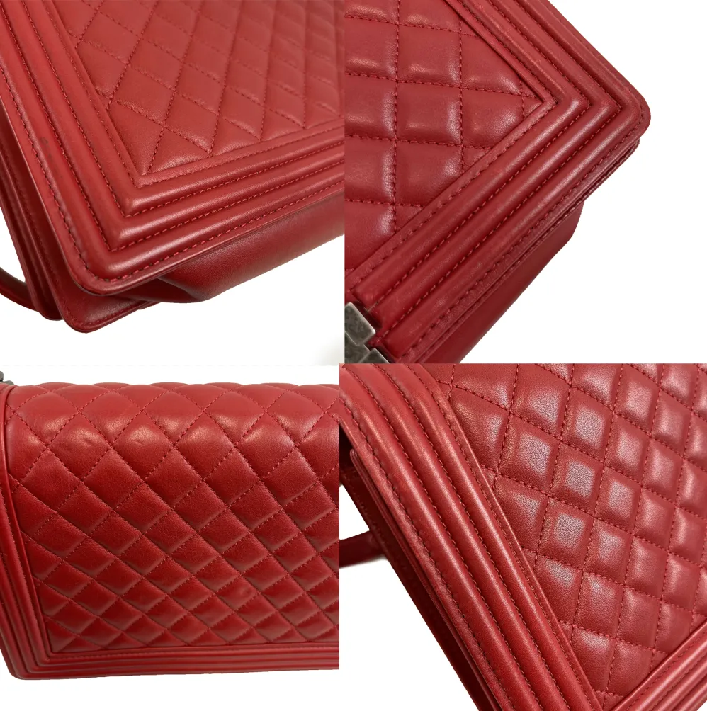 Chanel Boy Flap Bag Quilted Calfskin New Medium Red Crossbody Bag