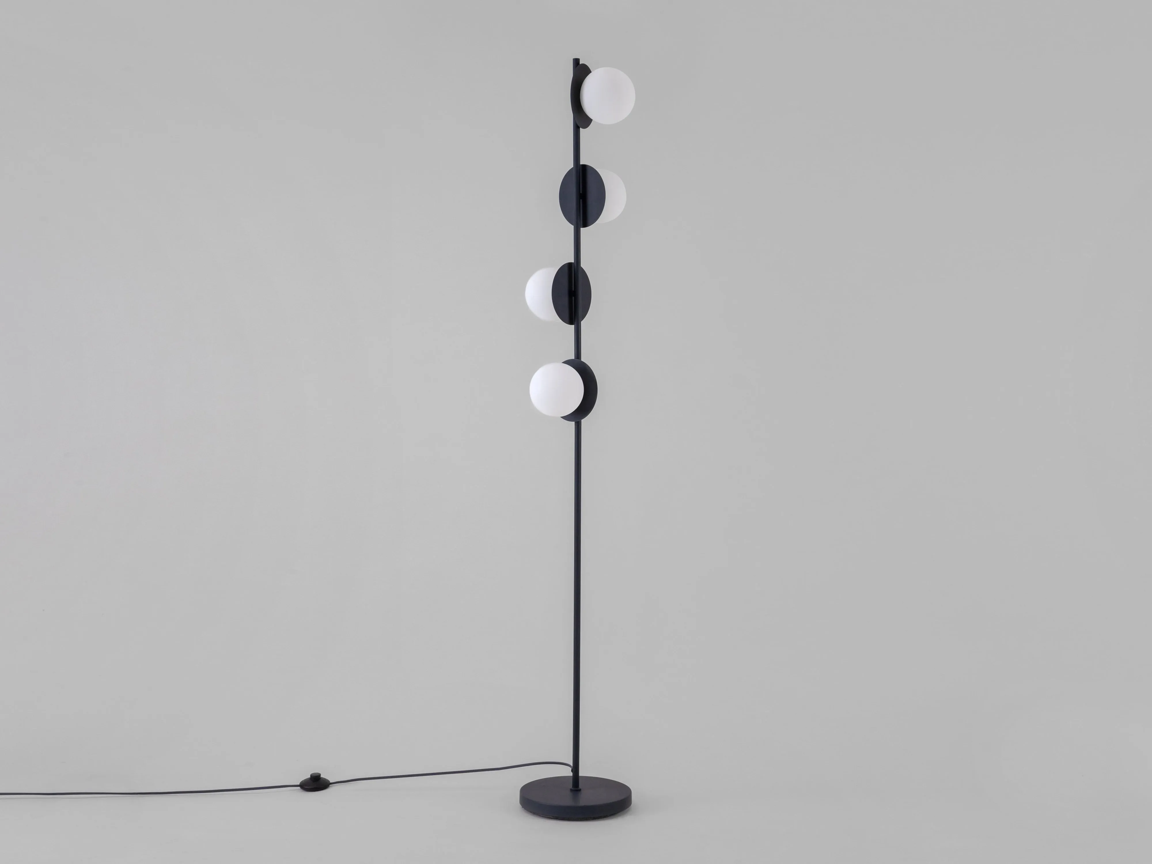 Charcoal grey opal disk floor lamp