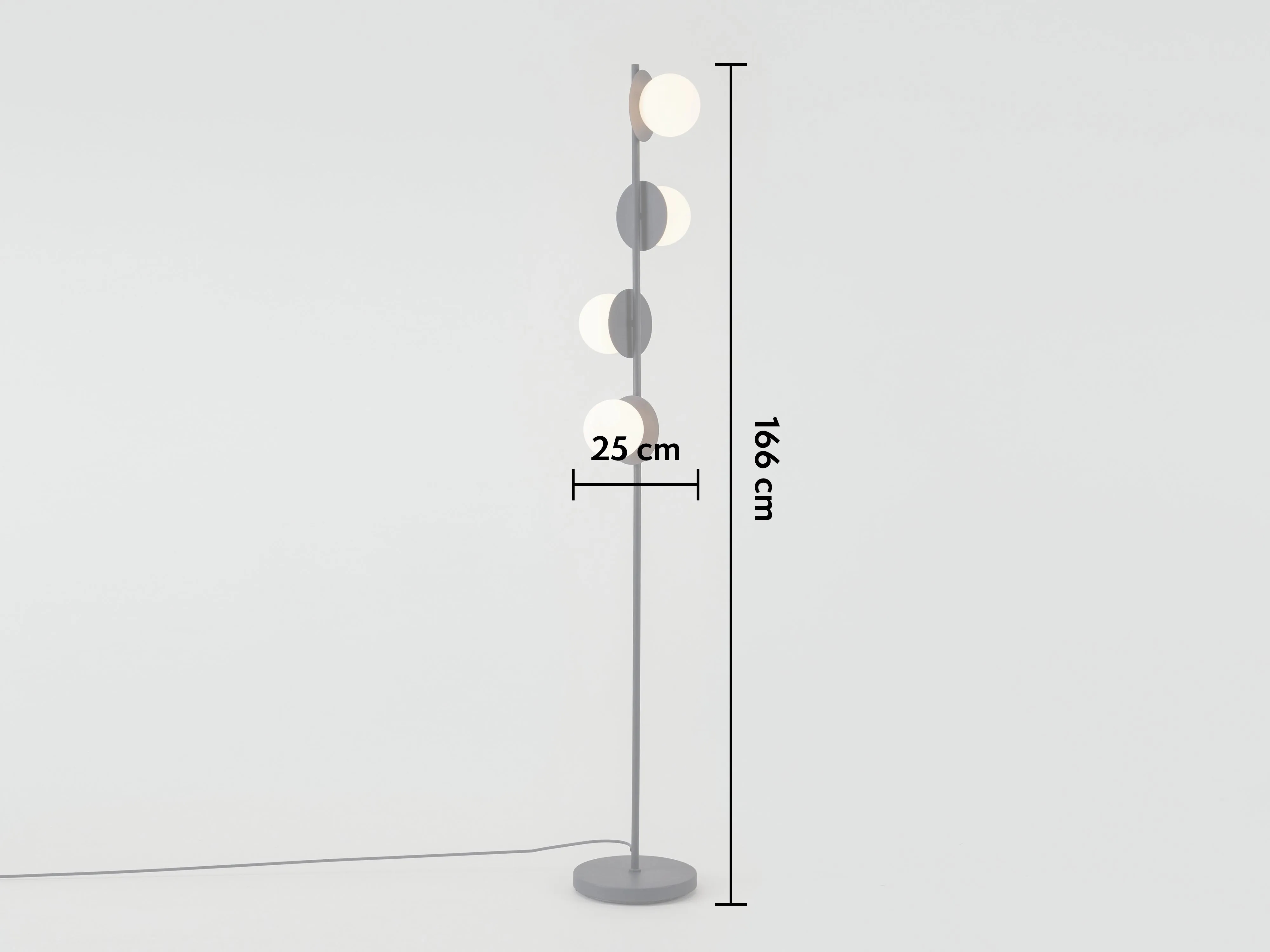 Charcoal grey opal disk floor lamp