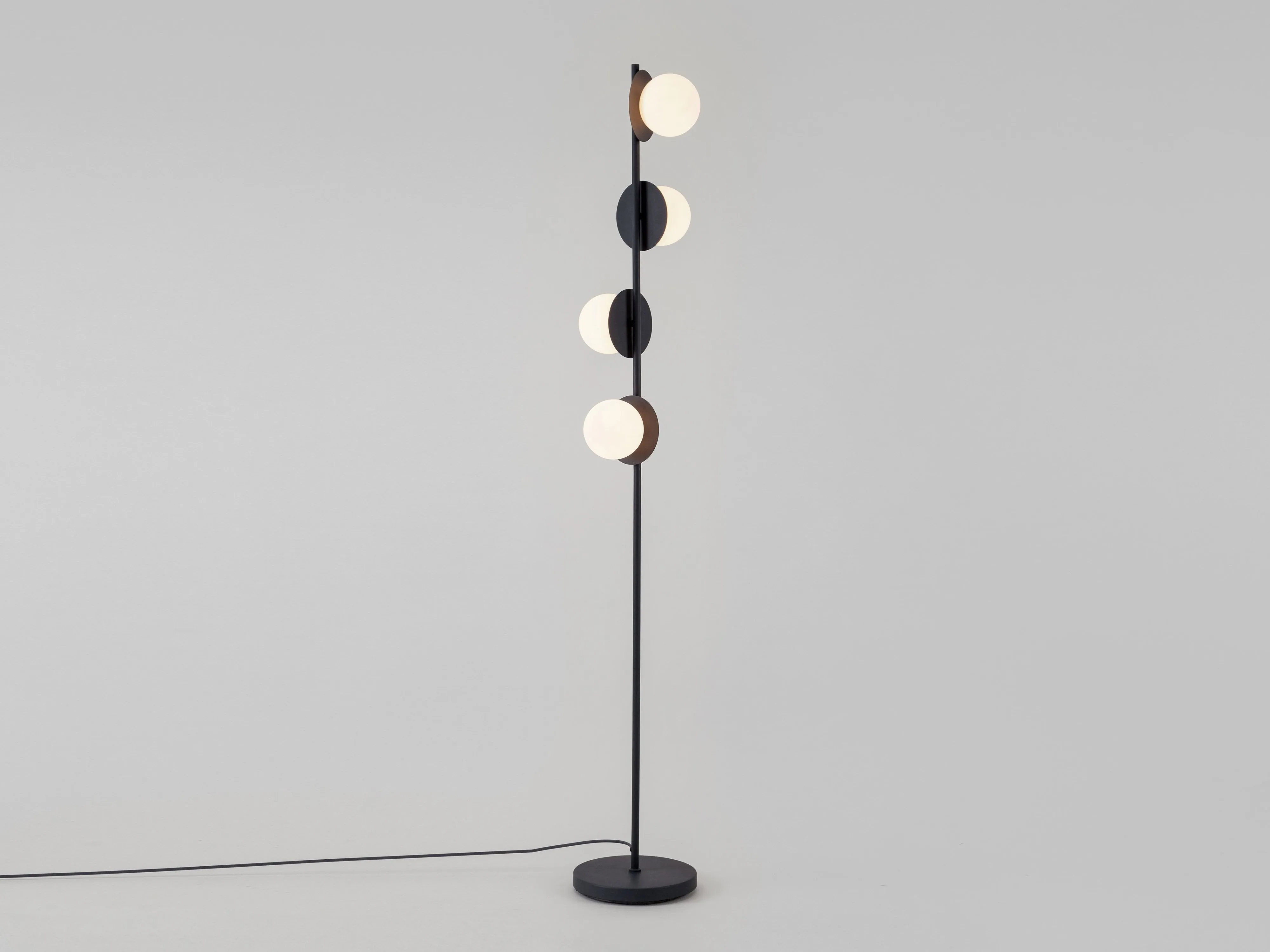 Charcoal grey opal disk floor lamp