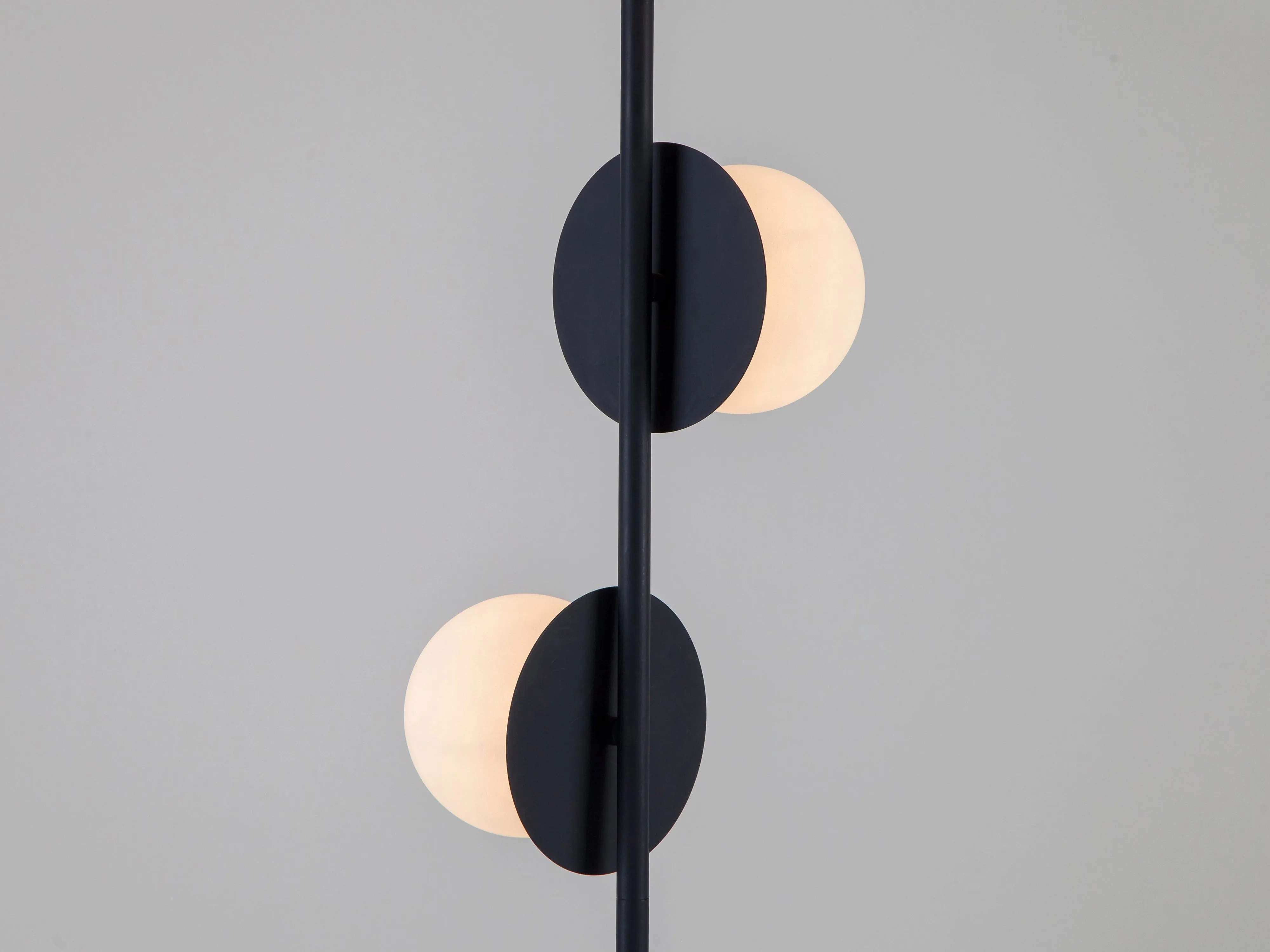 Charcoal grey opal disk floor lamp