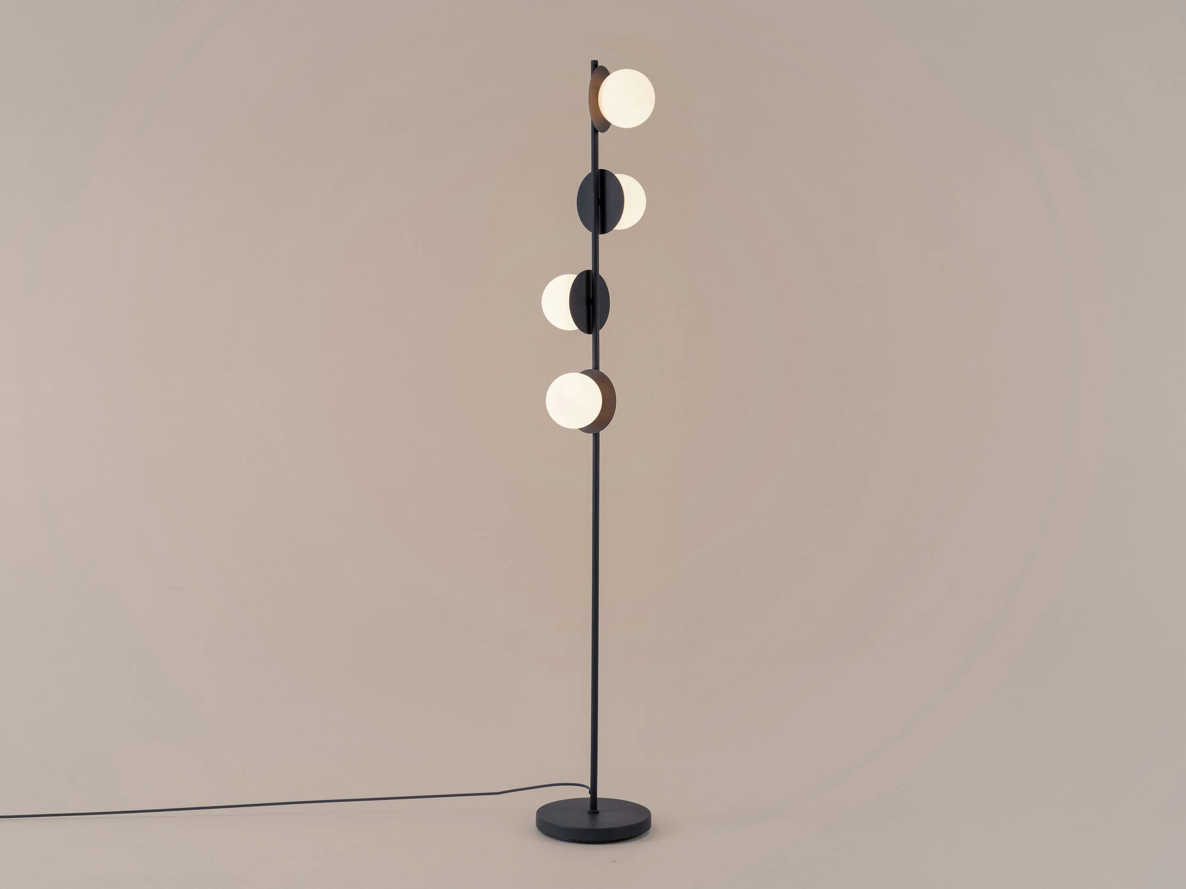 Charcoal grey opal disk floor lamp