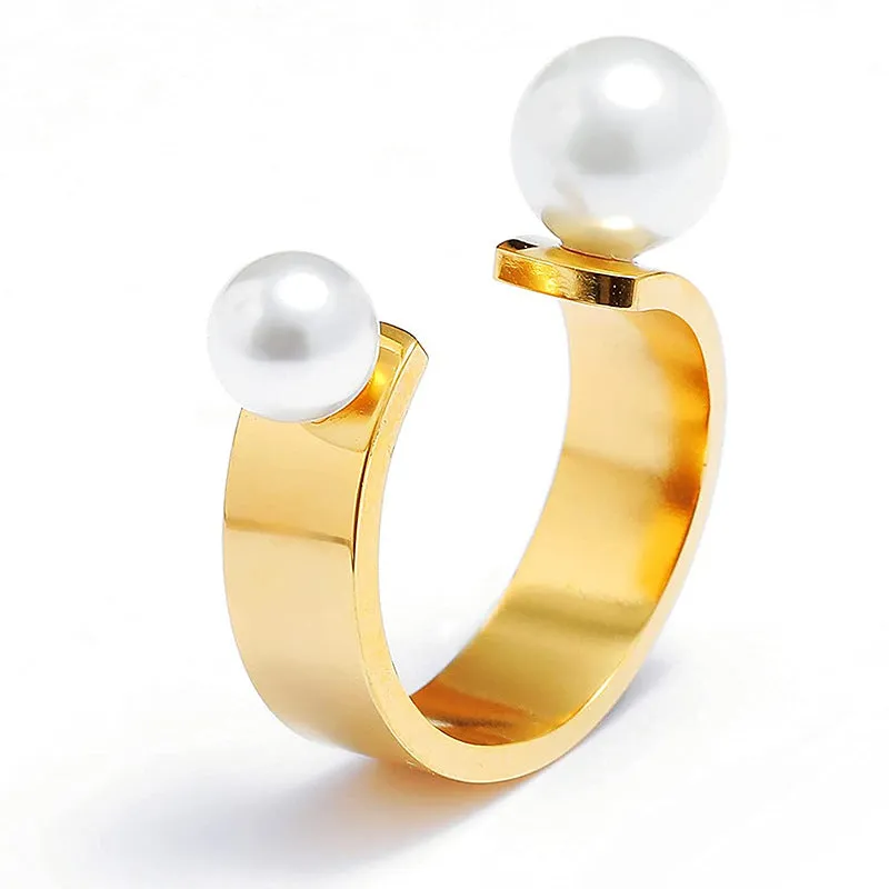 Chic Faux Pearl Ring Ope Top